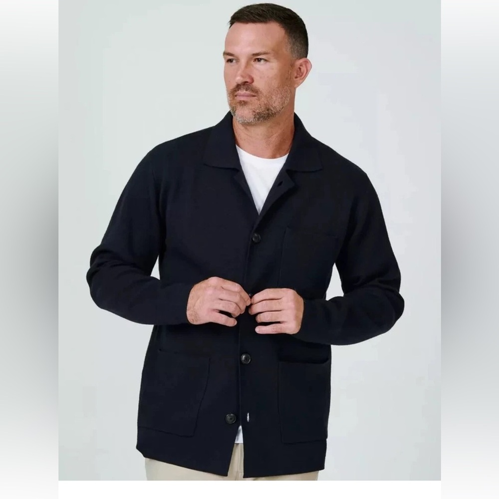 NWT $170 7 Diamonds Brighton cardigan sweater men's navy sz M